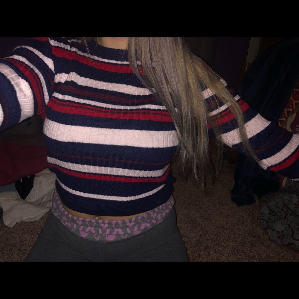red white and blue sweater